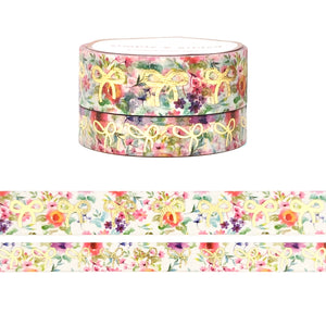 Summer Floral Bow Washi Set (15/10mm + light gold foil)