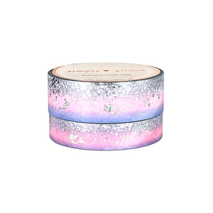Pastel Mermaid Stardust washi set (15/10mm + silver / silver holographic bubble foil) - Restock