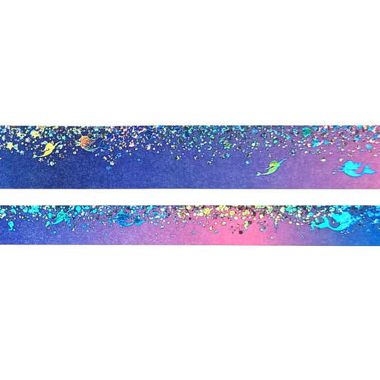 Mermaid Vibes Stardust washi set (15mm/10mm + silver bubble holographic / aqua turquoise foil)