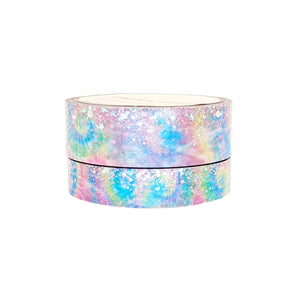 Tie-dye Bright Stardust Washi set (15/10mm + aurora pink / silver sparkler holographic foil) (Item of the Week)