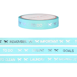 Robin's Egg Perforated Tasks washi (10mm + silver foil)