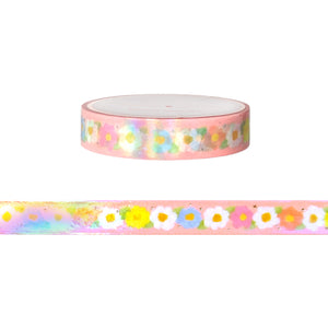 Spring Ducks Floral Chain washi (10mm + silver foil / iridescent overlay)