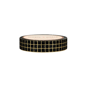 Black Glitter Grid washi (10mm + light gold foil)