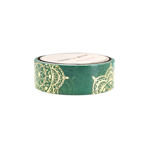 Lucky Green Mandala washi (15mm + light gold foil)(Item of the Week)