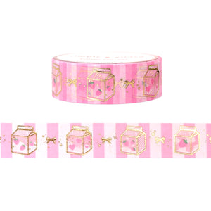 Strawberry Milk Parfait washi (15mm + light gold foil)