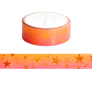 Showgirl Musical Star washi OOPS (15mm + orange sparkle holographic foil)