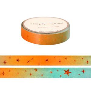 Showgirl Orange Mint Starry washi OOPS (10mm + orange sparkle holographic foil)