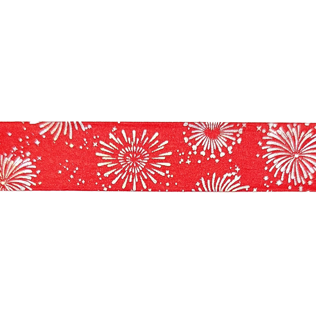 Red Fireworks Washi (15mm + silver holographic sparkler foil