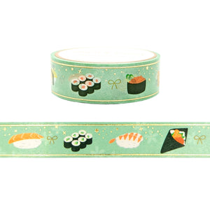 Mint Sushi Washi (15mm + light gold foil) - Restock