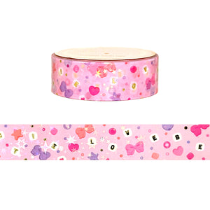 Valentine's Bae Bead Scatter Pattern washi (15mm + light gold foil / starry overlay)