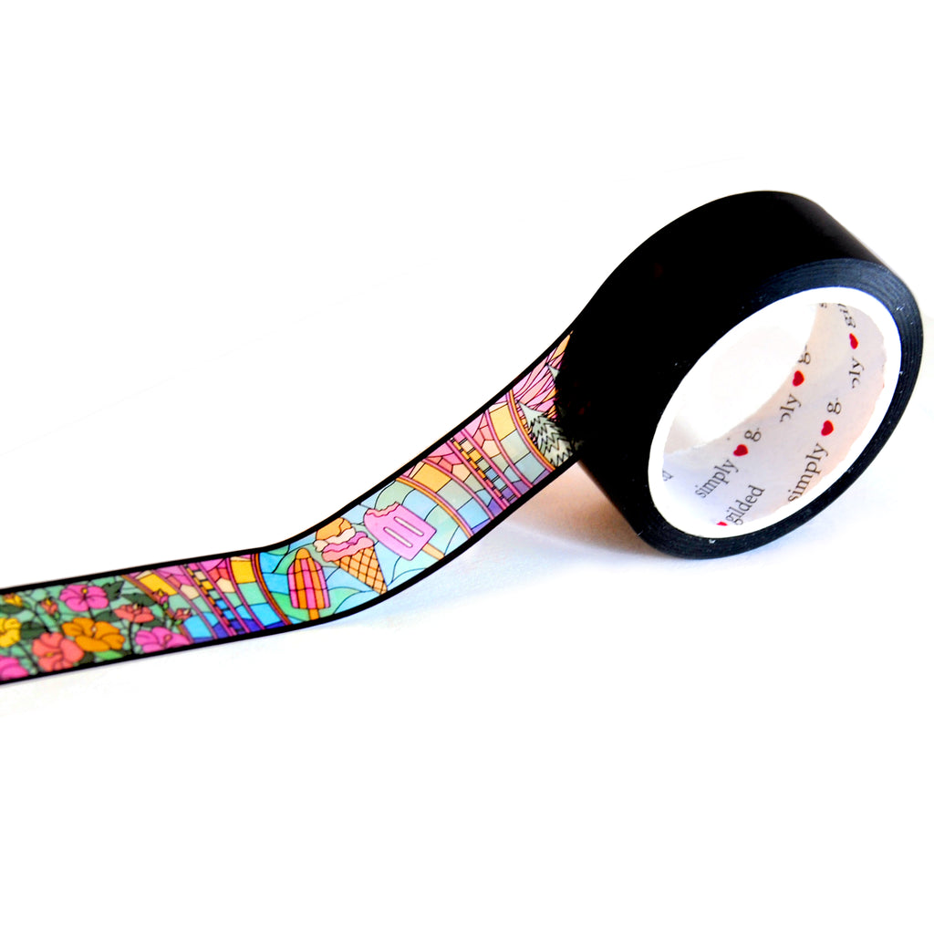 Summer Stained Glass PET tape (15mm + crystal iridescent overlay