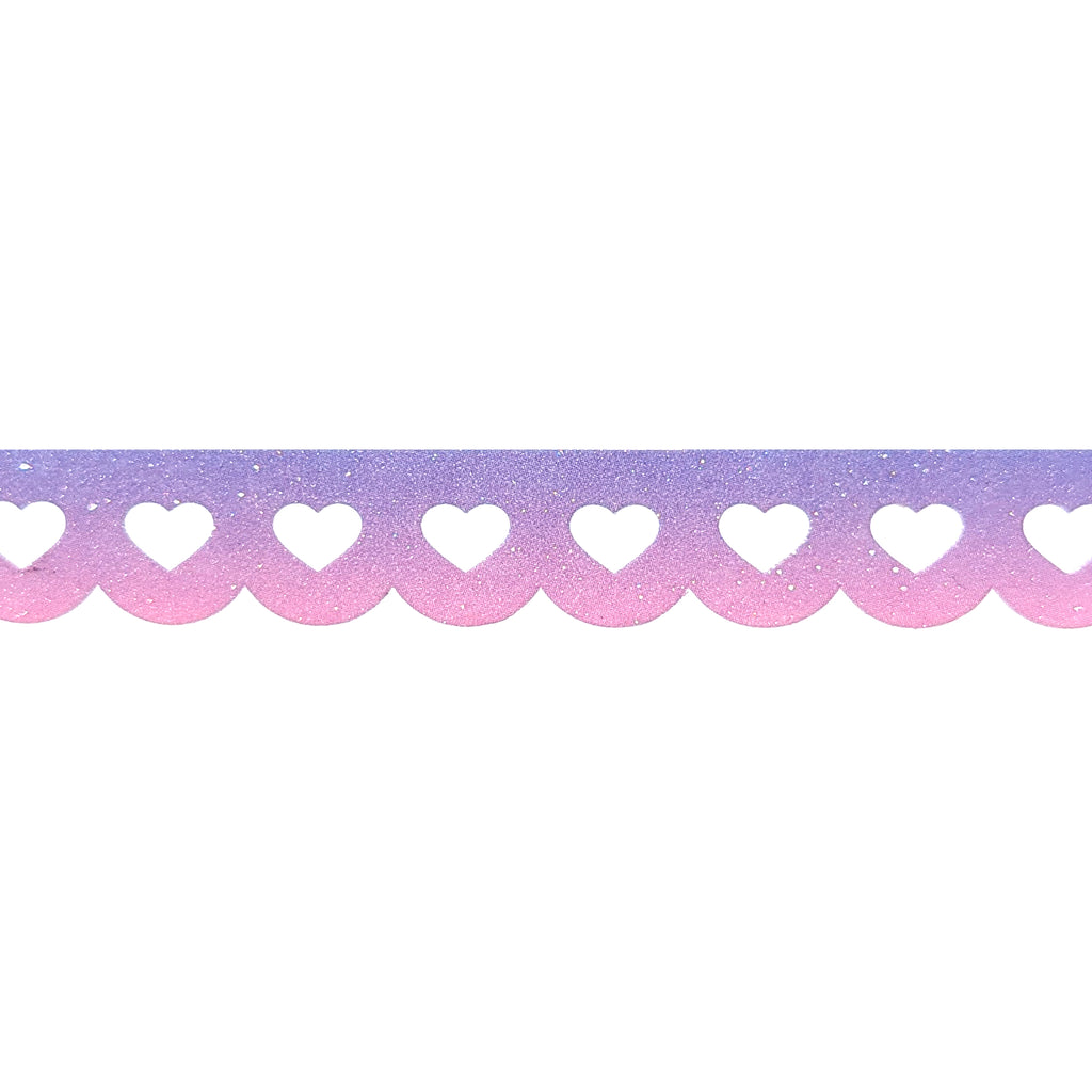 Neon Purple Pink Skies Ombré Glitter Heart Lace Scallop washi (12mm)