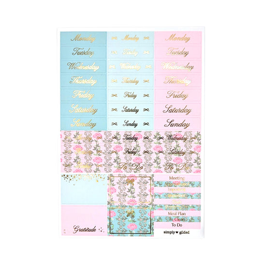 Garden Floral Luxe Sticker Kit (light gold foil)