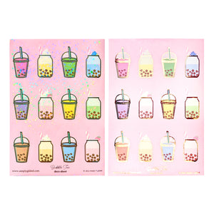 Pink Bubble Tea (Deco Sheet + light gold foil / overlay) (you pick) - Restock
