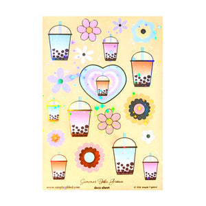 Summer Boba Groove (Deco Sheet + light gold holographic foil / star overlay) - Restock