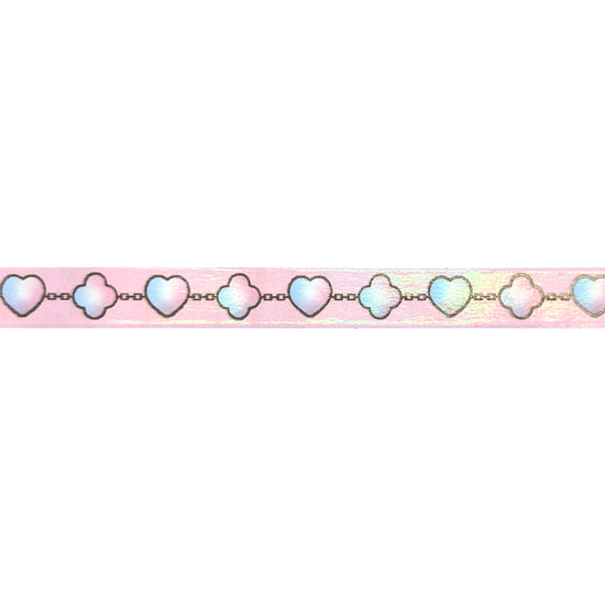 Couture Clover & Heart Chain washi (10mm + light gold foil / iridescent overlay)