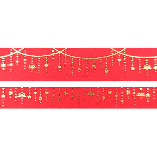Cherry Red Twinkle Garland washi (15/10mm + light gold foil)(Item of the Week)