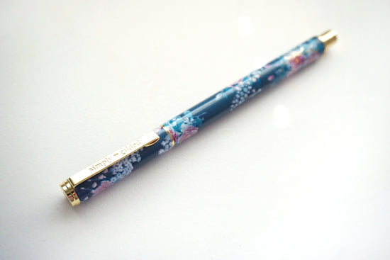 Emerald Botanical Engraved Gel Ink Pen (light gold hardware)