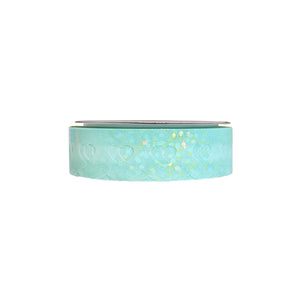 Spring Green Heart Lace Scallop washi (12mm + iridescent bubble glitter overlay)(Item of the Week)