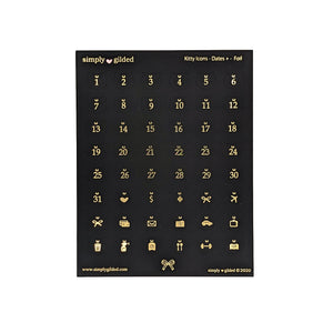 Black Moon Kitty Date Dots (Dates + light gold foil)