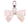 Pink Sea Pearl Vegan Leather Bow Clip (silver hardware)