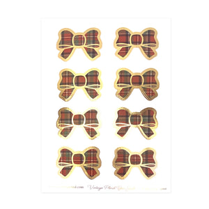 Vintage Christmas Plaid Bow Seals (light gold foil)(Item of the Week)