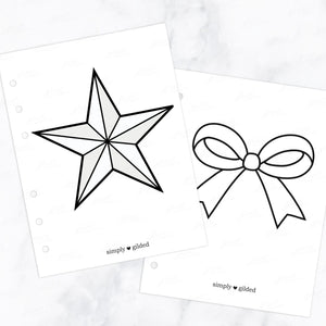 A5W Size Printable Washi Art - Star & Bow (Digital Printable)