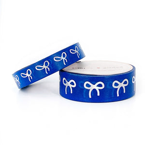 Sea-to-Shining-Sea Sparkler Bow washi set (15/10mm + silver holographic sparkler foil)