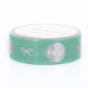Soccer & Bows washi (15mm + silver holographic foil) (Item of the Week)