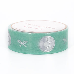 Soccer & Bows washi (15mm + silver holographic foil)