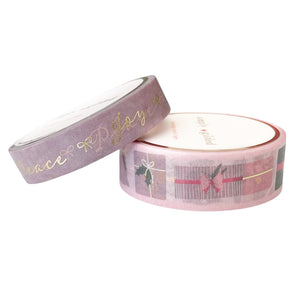 Holiday Presents & Love Peace Joy Script washi set of 2 (15/10mm + light gold foil) (Item of the Week)