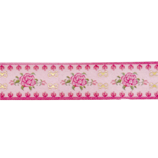 Embroidered Floral Ribbon PINK Washi (15mm + light gold foil)(Item of the Week)