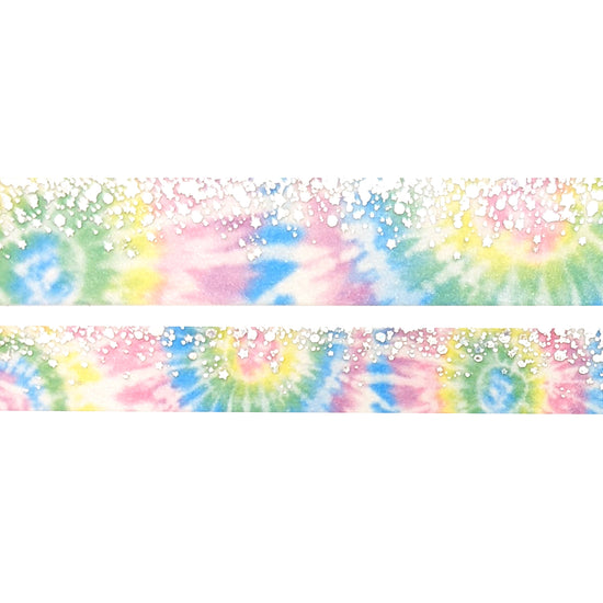 Tie-dye Rainbow Stardust Washi set (15/10mm + silver / silver swirl holographic foil)