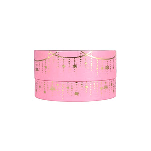 Bubblegum Pink Twinkle Garland washi (15/10mm + light gold foil)