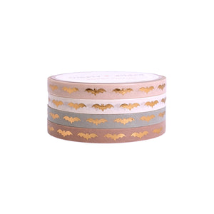 Blushbaby Bats washi set of 4 (5mm + rose gold foil) - Restock