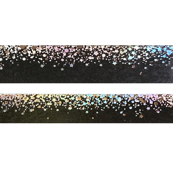 Black Stardust washi set (15/10mm + rose gold / silver holographic foil)