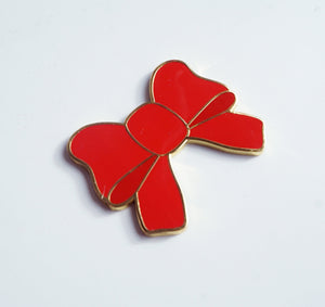 Red Enamel bow Magnet + gold hardware