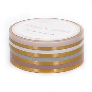 WASHI 5mm set of 4 - Blushbaby COLOR BLOCK + rose gold foil