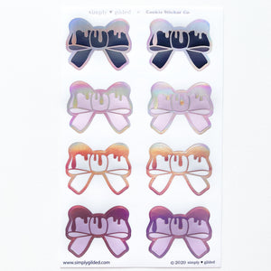 SEALS/LABELS - Blush & NAVY Bow Drip + aurora Pink foil (Cookie Sticker Co)