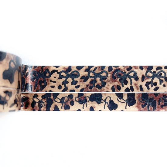 WASHI 15/10mm BOW set - METALLIC Leopard + black print