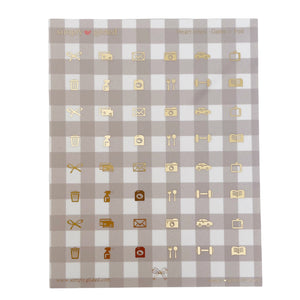 STICKERS - Grey & White Buffalo Plaid Heart Icons - Basics + light gold foil