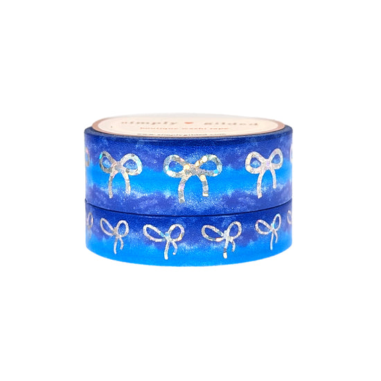 Mermaid Bow washi set (15/10mm + silver holographic bubble foil)
