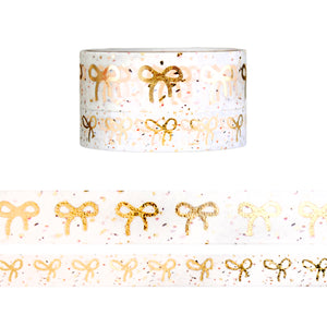 White Terrazzo 2.0 Bow washi set (15/10mm + light gold foil)