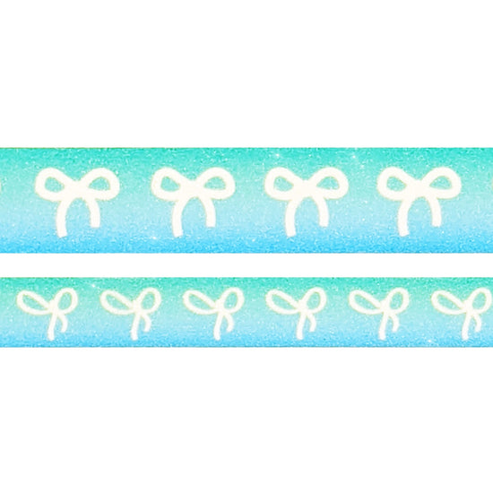 Glitter Neon Ocean Bow washi set (15/10mm + white bow) - Restock