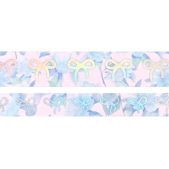 Cotton Candy Floral Bow washi set (15/10mm + silver holographic foil) (Item of the Week)