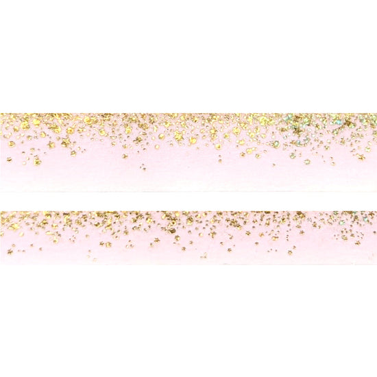 White Pink Stardust washi set (15/10mm + light gold / gold glitter holographic foil)(Item of the Week)
