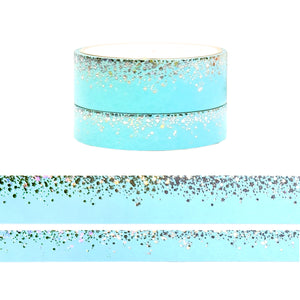 Duck Egg Stardust washi set (15/10mm + silver / silver holographic foil)