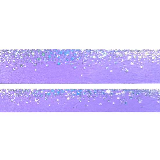Neon Stardust Purple washi set (15/10mm + silver holographic / white stars)