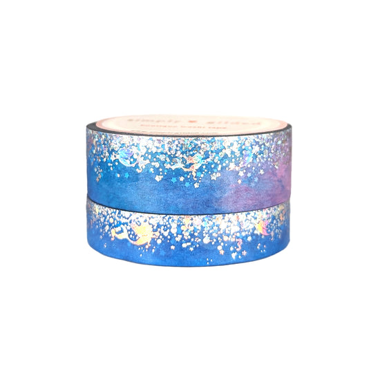Mermaid Ink 2.0 Stardust washi set (15/10mm + Aurora pink holographic foil / silver holographic bubble foil)
