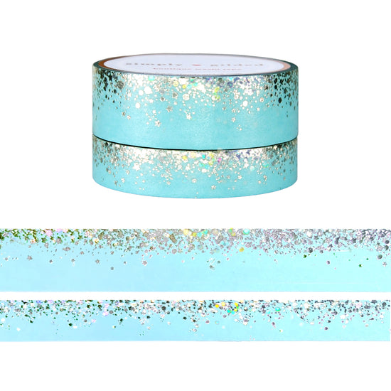 Light Blue Stardust washi set (15/10mm + silver / silver holographic foil)